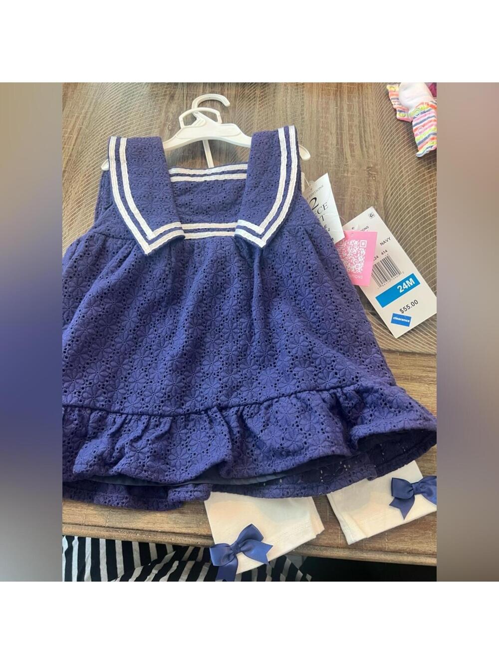 Rare editions babygirl 24m nautical matching outfit